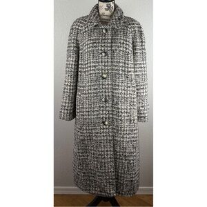 Eastex Women's Grey Tweed Wool Blend Long Lined Coat, size 14